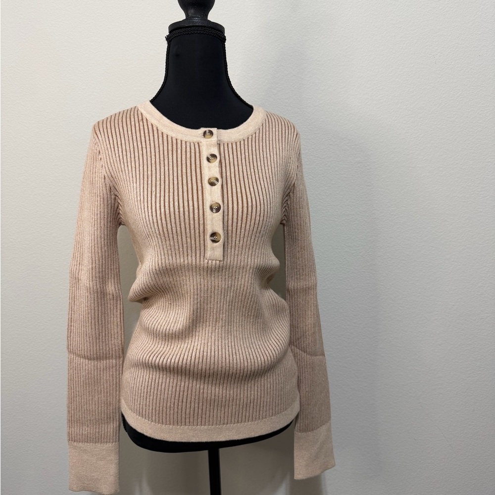 NWT Hem & Thread Beige Long Sleeve Top